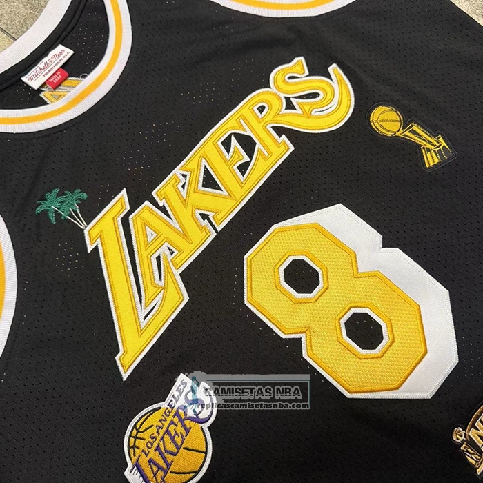 Camiseta Los Angeles Lakers Kobe Bryant NO 8 Hardwood Classics Mitchell & Ness 1996-97 Negro